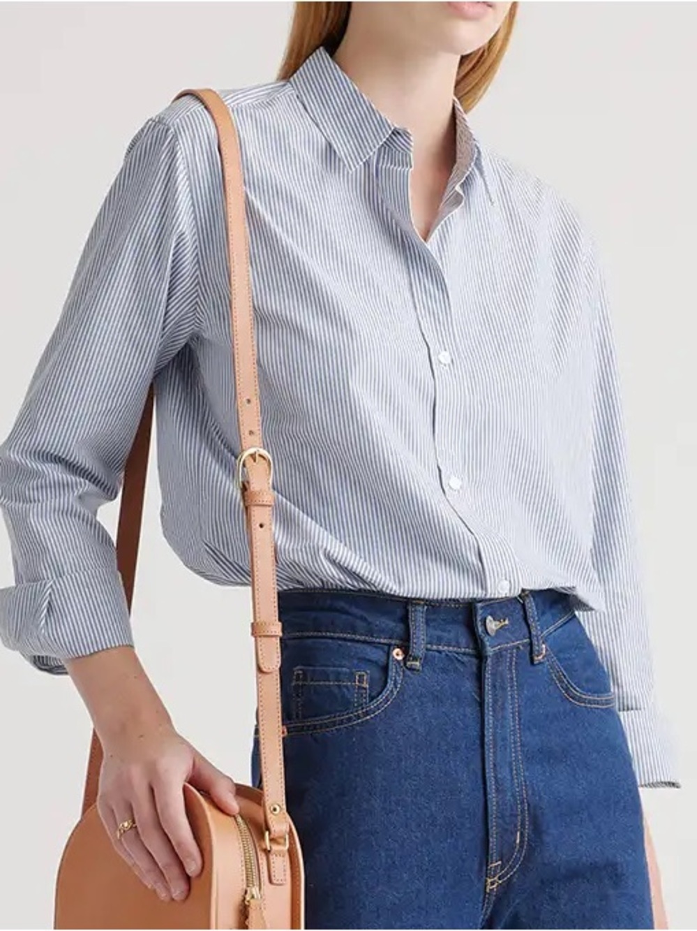 Quince Blue and White Striped Button-Down Shirt